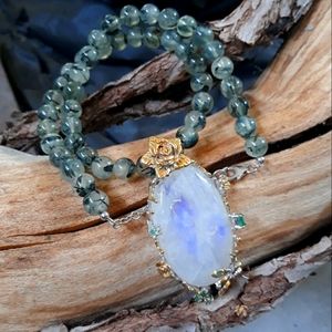 Handcrafted Moonstone and Prehnite Necklace